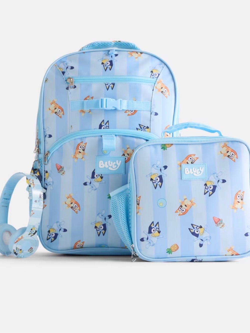 Bluey 4 Piece Backpack Set 17 Inch Laptop Bag Lunch Tote Headphones Keychain